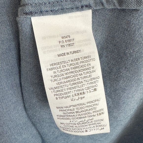 Boden Keira Tie Neck Polka Dot Chambray Button Down Top, Size 6 - Picture 7 of 7